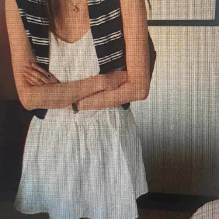 [BUNJANG] White/Ivory Pleated Mini Dress / (해외배송)화이트/아이보리 주름 미니 원피스