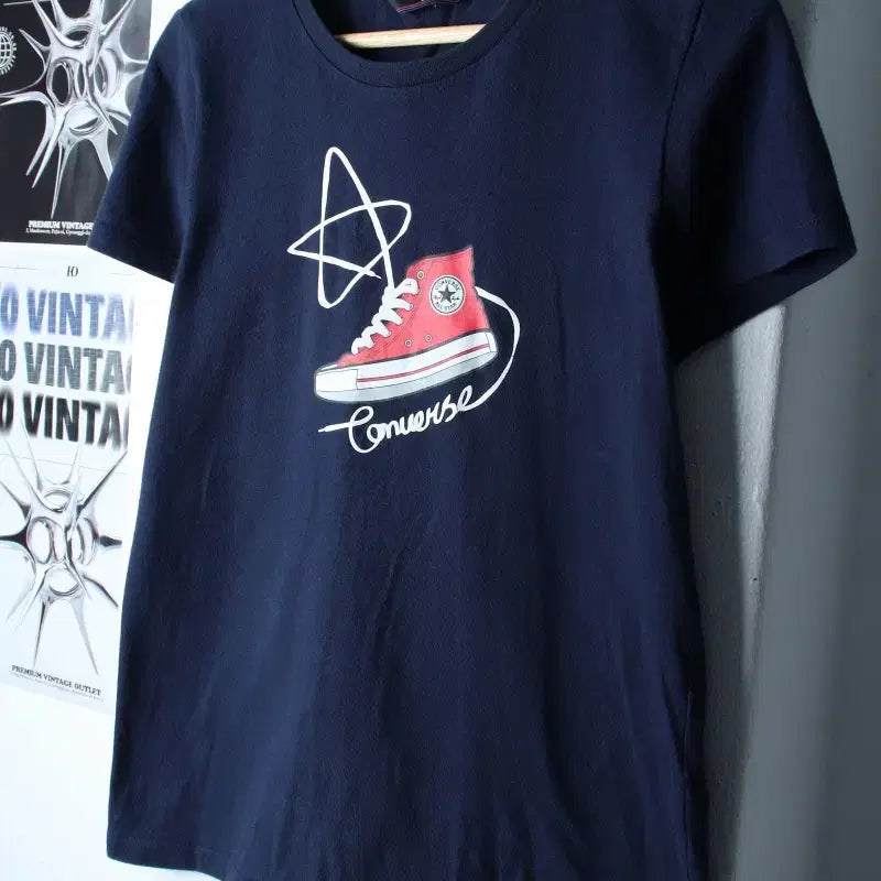 [BUNJANG] Converse Chuck Taylor Navy T-Shirt / W(M) 컨버스 반팔 티셔츠 척테일러 네이비 올드스쿨-185E5