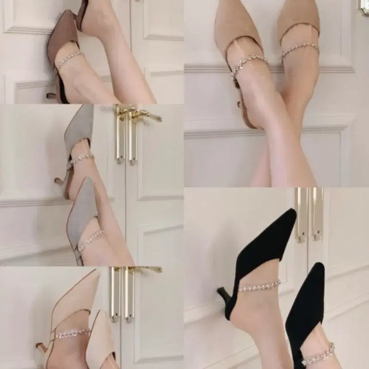 [BUNJANG] Rozeline Cloud Jewel Mule 7cm Cream Ivory Gray - New / [새제품] 단종상품 로젤린 클라우드 쥬얼뮬 7cm 크림아이보리, 그레이