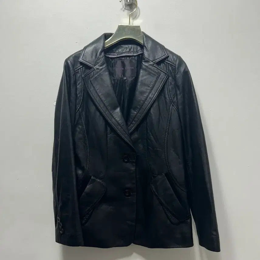 [BUNJANG] Olivia Lauren Black Leather Jacket (Size F) / 올리비아로렌 블랙 가죽 자켓 F 55