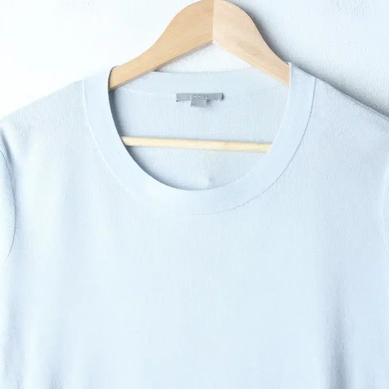 [BUNJANG] W(M-L) Cos Short Sleeve Knit T-shirt / W(M-L) 코스 반팔 티셔츠 니트 연블루 믹스-185E9