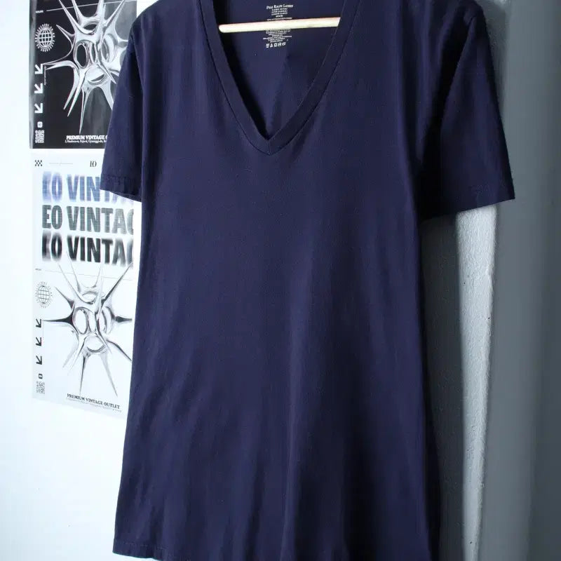 [BUNJANG] Polo Ralph Lauren V-neck T-shirt Navy / W(M-L) 폴로 랄프로렌 반팔 티셔츠 브이넥 네이비 포니-185EB