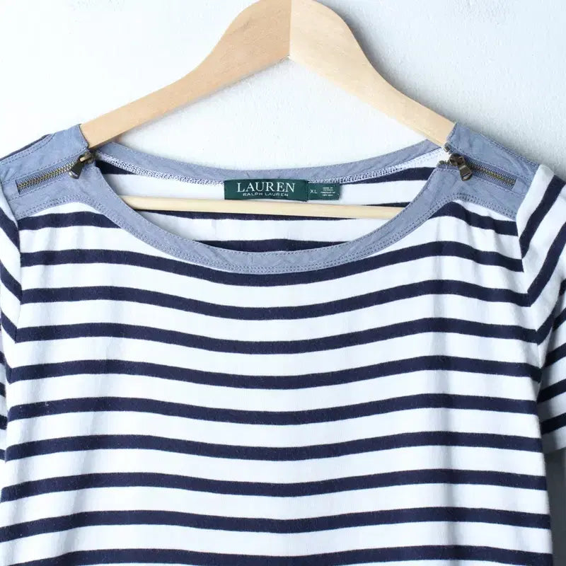 [BUNJANG] Polo Ralph Lauren Striped Short Sleeve T-Shirt / (XL-2XL) 폴로 랄프로렌 반팔 티셔츠 스트라이프 화이트-185EC