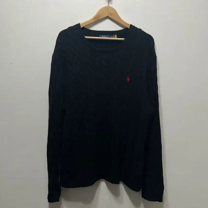 [BUNJANG] Polo Ralph Lauren Black Cable Knit Sweater XL / 폴로 랄프로렌 블랙 케이블 니트 XL