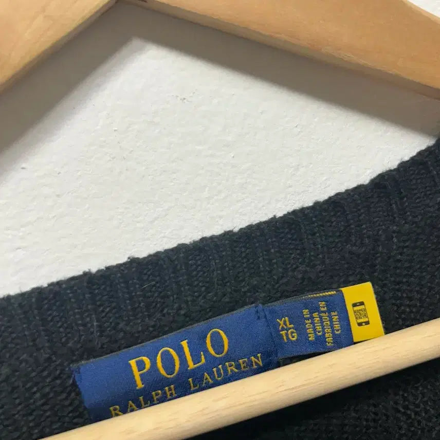 [BUNJANG] Polo Ralph Lauren Black Cable Knit Sweater XL / 폴로 랄프로렌 블랙 케이블 니트 XL