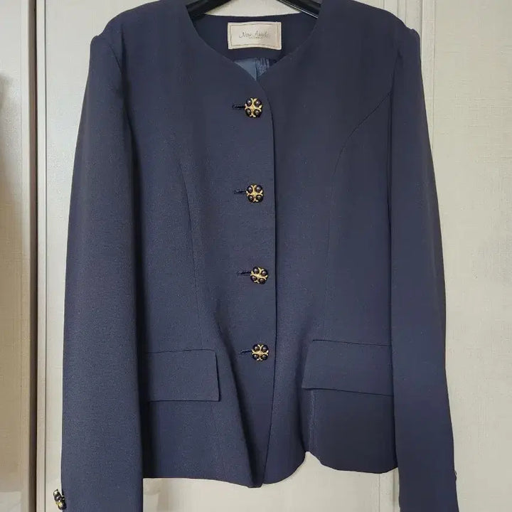 [BUNJANG] Nuangelia Navy No Collar Jacket / 노카라자켓