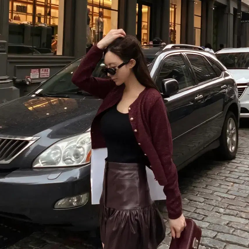 [BUNJANG] The Row Half Moon Box Bag Burgundy Caviar / (1회 착용) 더로랑 하프문 박스 백 버건디 캐비어