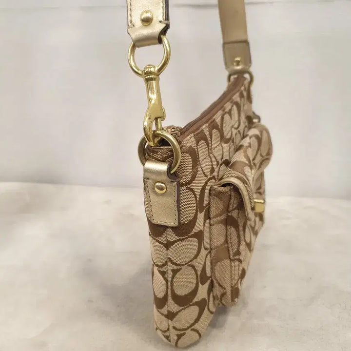 [BUNJANG] Coach Signature Crossbody Bag Brown Gold / 코치 시그니처 크로스백 브라운 골드