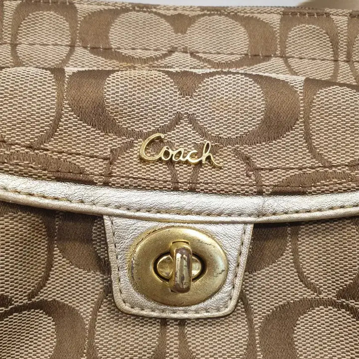[BUNJANG] Coach Signature Crossbody Bag Brown Gold / 코치 시그니처 크로스백 브라운 골드