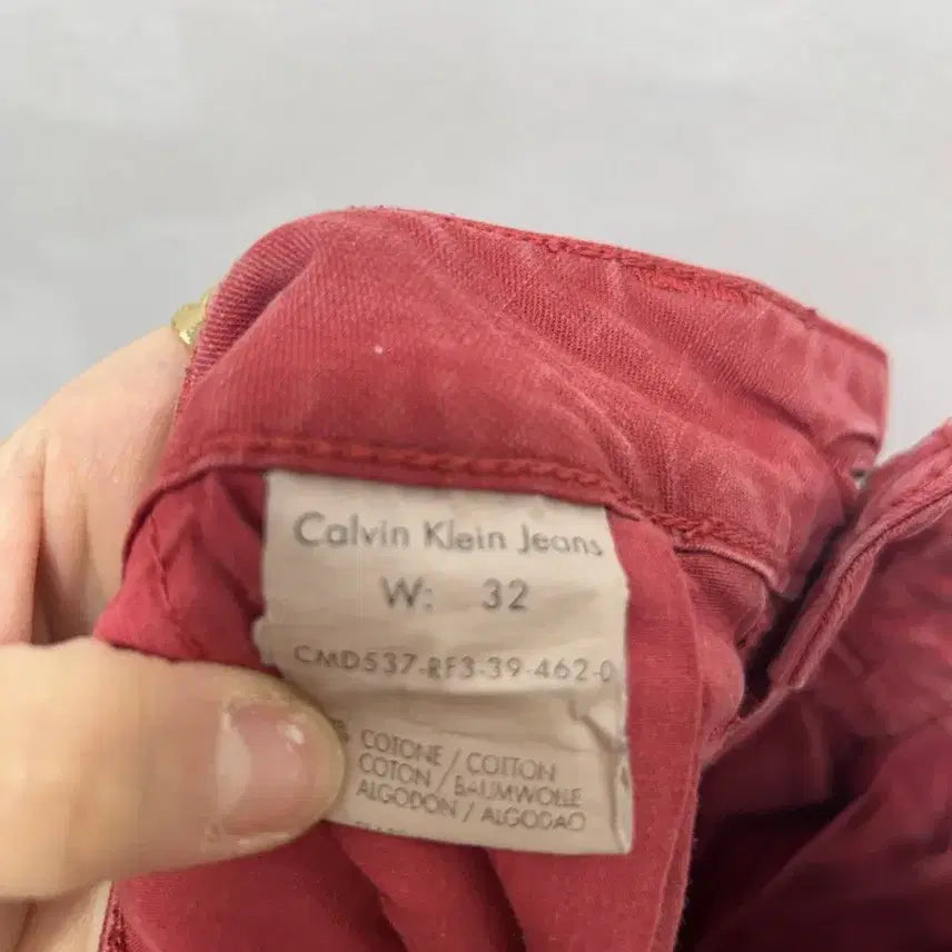 [BUNJANG] Calvin Klein CK Red Shorts / 켈빈클라인 CK 32 레드 반바지 면바지 5부