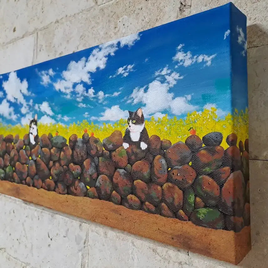 [BUNJANG] Resting Cat Acrylic Painting Frame / 돌담 위에 쉬고있는 냥이 아크릴 그림액자입니다