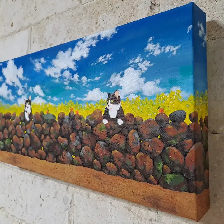 [BUNJANG] Resting Cat Acrylic Painting Frame / 돌담 위에 쉬고있는 냥이 아크릴 그림액자입니다