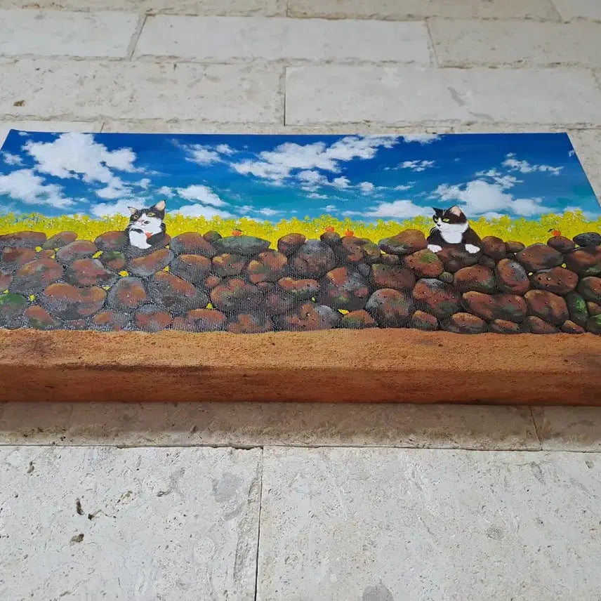 [BUNJANG] Resting Cat Acrylic Painting Frame / 돌담 위에 쉬고있는 냥이 아크릴 그림액자입니다