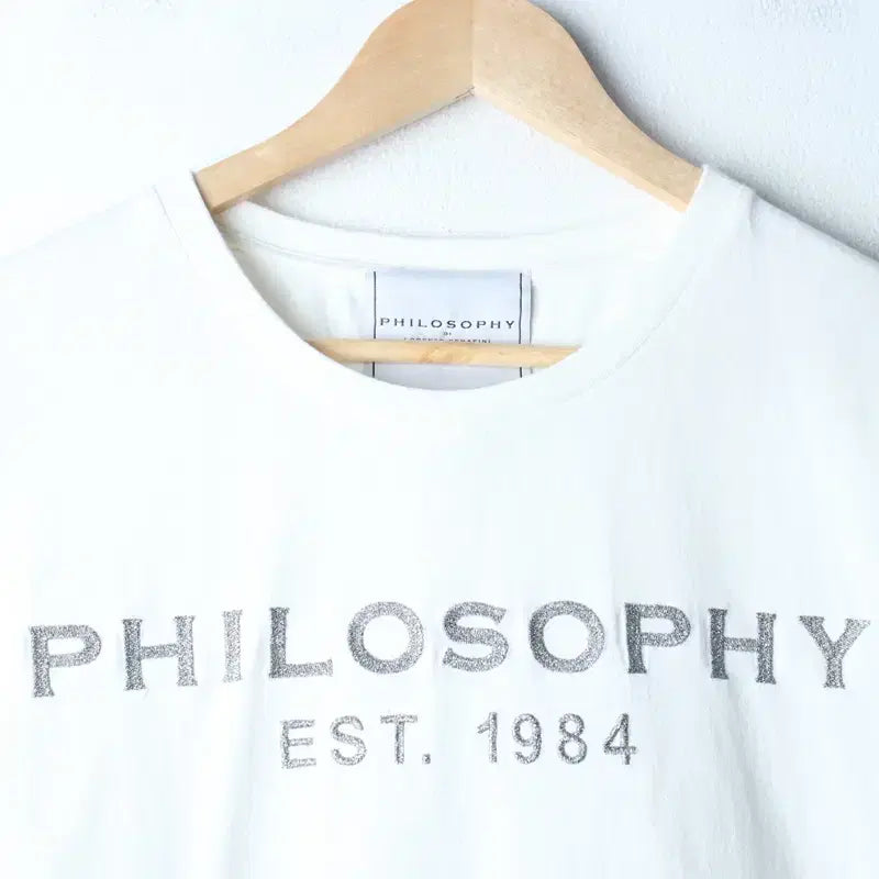 [BUNJANG] Philosophy Lettering White Pearl T-shirt / W(XS-M) 필로소피 반팔 티셔츠 레터링 화이트 펄 한정판-18603