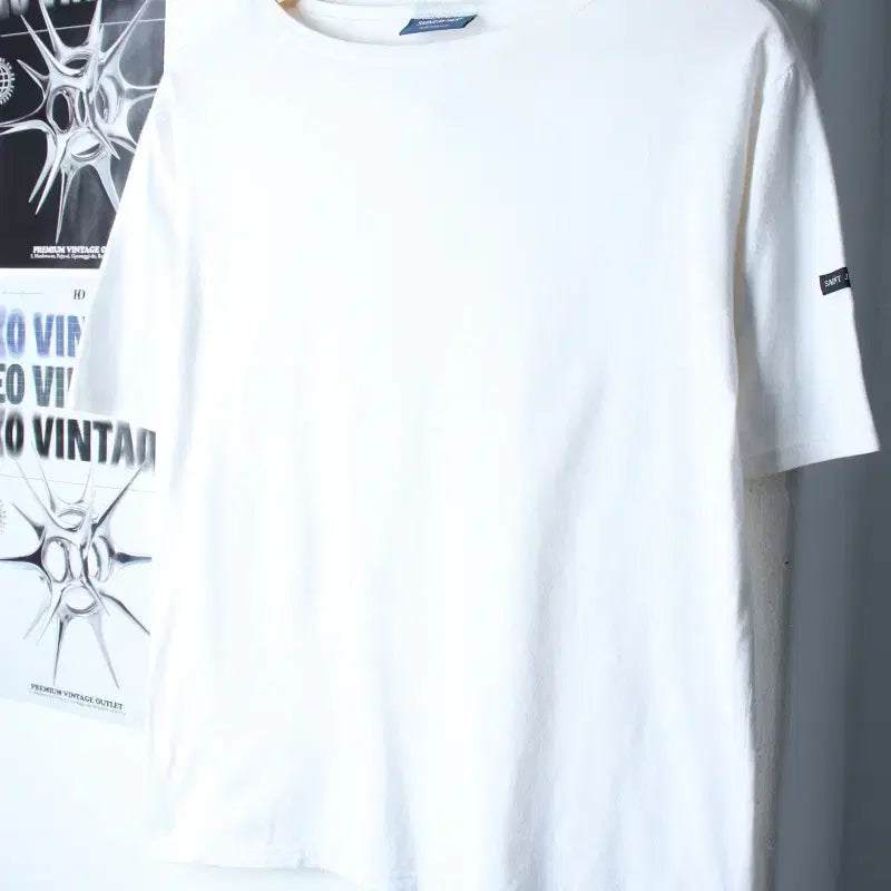 [BUNJANG] Saint James White Solid Short Sleeve T-shirt / W(S-M) 세인트제임스 반팔 티셔츠 화이트 무지 한정판-18605