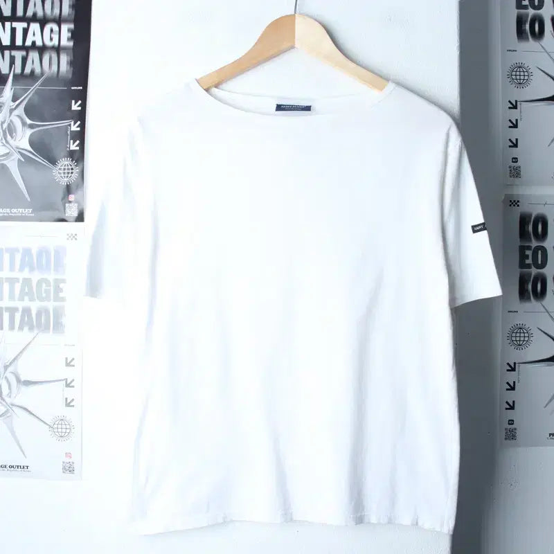 [BUNJANG] Saint James White Solid Short Sleeve T-shirt / W(S-M) 세인트제임스 반팔 티셔츠 화이트 무지 한정판-18605