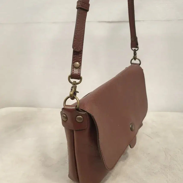 [BUNJANG] Montsac Leather Crossbody Bag Dark Brown / 몽삭 가죽 크로스백 다크브라운