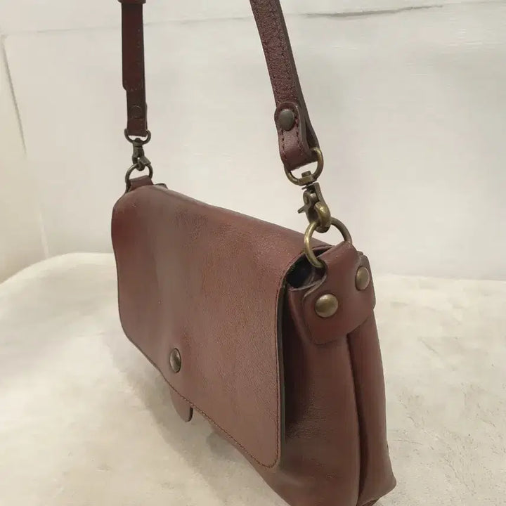 [BUNJANG] Montsac Leather Crossbody Bag Dark Brown / 몽삭 가죽 크로스백 다크브라운