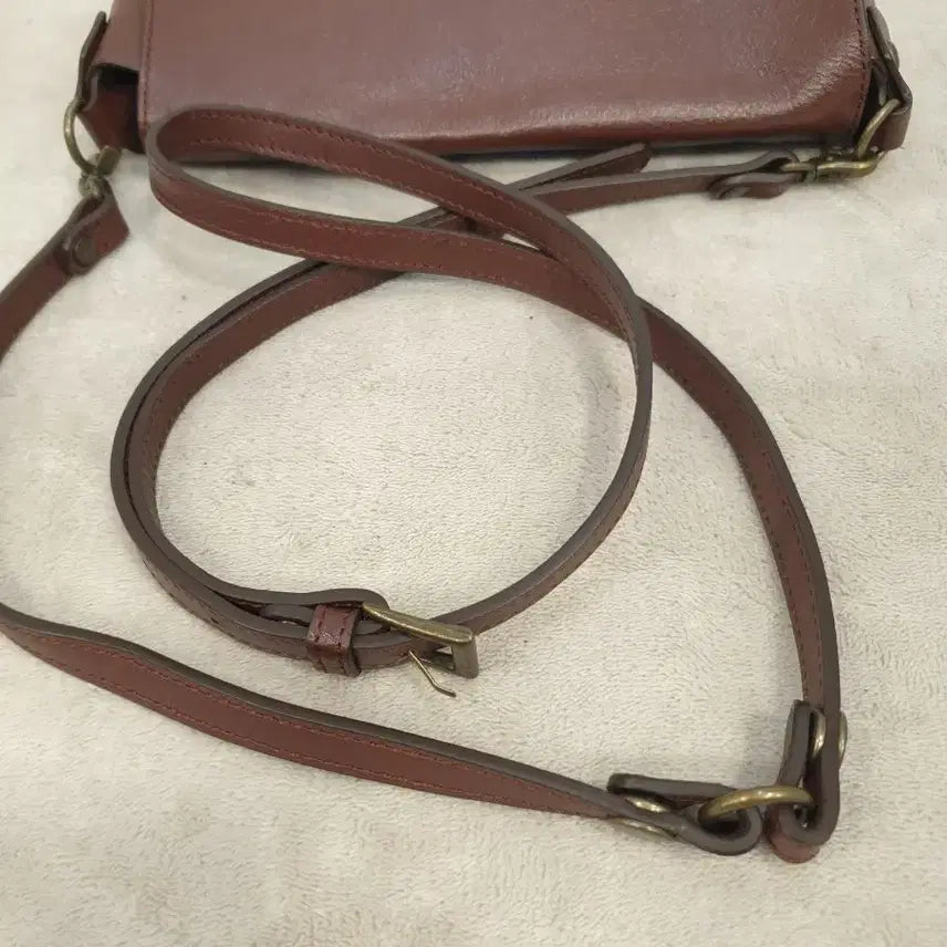[BUNJANG] Montsac Leather Crossbody Bag Dark Brown / 몽삭 가죽 크로스백 다크브라운