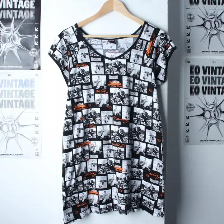 [BUNJANG] Harley Davidson Oversized T-shirt Dress / W(2XL) 할리데이비슨 반팔 티셔츠 빅사이즈 원피스 드레스-18608