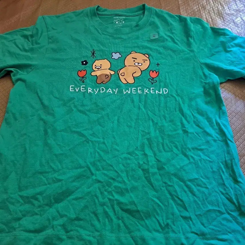 [BUNJANG] Topten Kakao Friends Green T-shirt / 탑텐 카카오프렌즈 반팔 티셔츠 그린