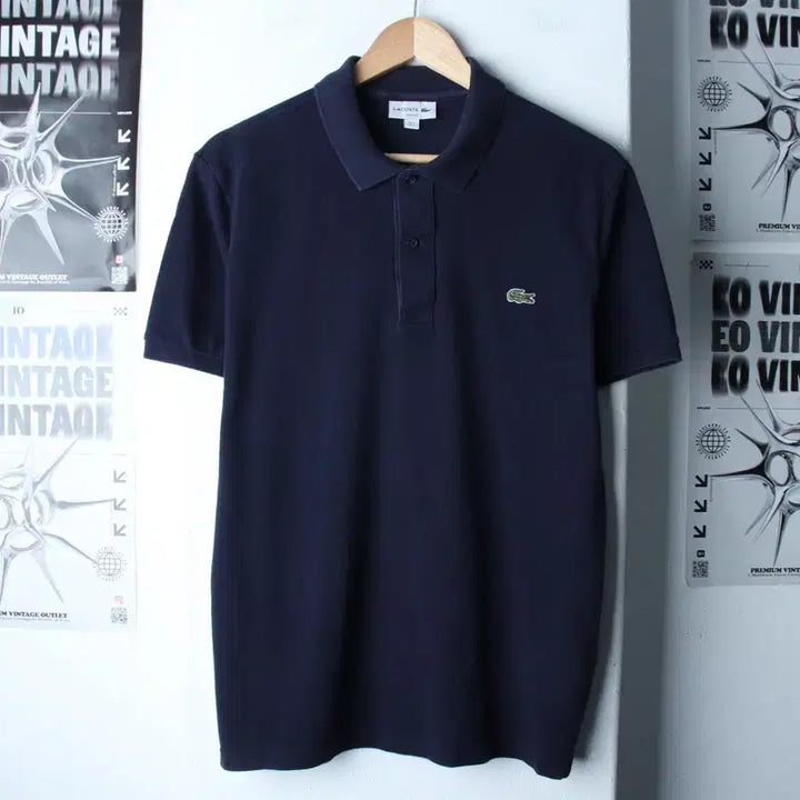 [BUNJANG] Lacoste Small Logo Navy Polo Shirt / (L-XL) 라코스테 반팔 카라 티셔츠 스몰로고 네이비 놈코어-185BE