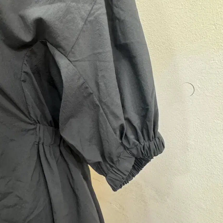 [BUNJANG] Black Pleated Summer Dress / 여성 카라 반팔 롱원피스 블랙 밴딩 플레어핏 데일리 여름원피스