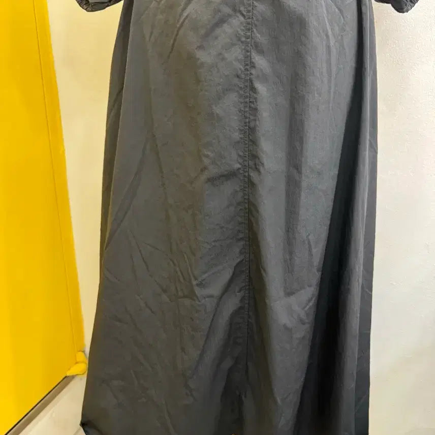 [BUNJANG] Black Pleated Summer Dress / 여성 카라 반팔 롱원피스 블랙 밴딩 플레어핏 데일리 여름원피스