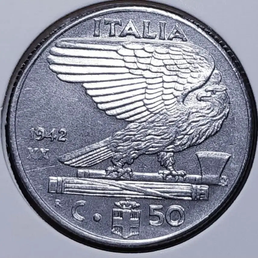 [BUNJANG] Italian 1942 50 Centesimi Coin / 이탈리아 미사용 1942년 50센터시미.외국주화 주화 화폐 동전