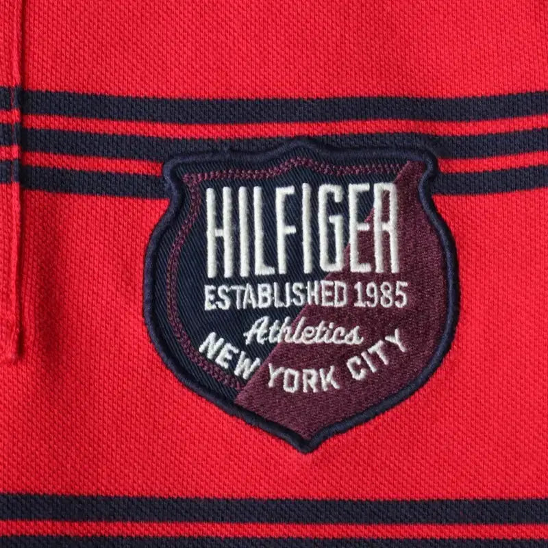 [BUNJANG] Tommy Hilfiger Striped Polo Shirt / (S-M) 타미힐피거 반팔 카라 티셔츠 스트라이프 레드-185C7