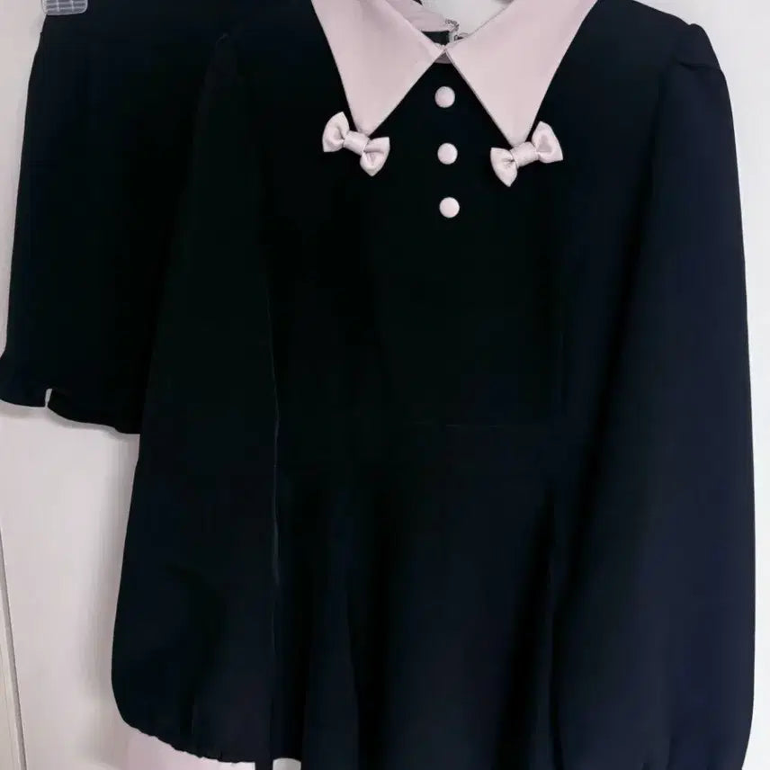 [BUNJANG] Pium Ribbon Collar Set Up / [교판] 피움 pium 리본카라 셋업