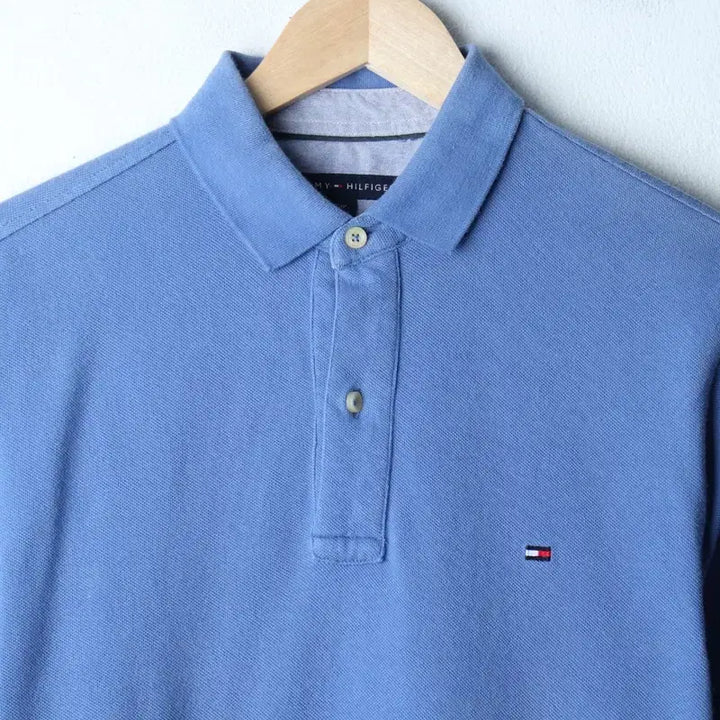 [BUNJANG] Tommy Hilfiger Short Sleeve Polo Shirt / (S-L) 타미힐피거 반팔 카라 티셔츠 작은사용감 연블루-185C8