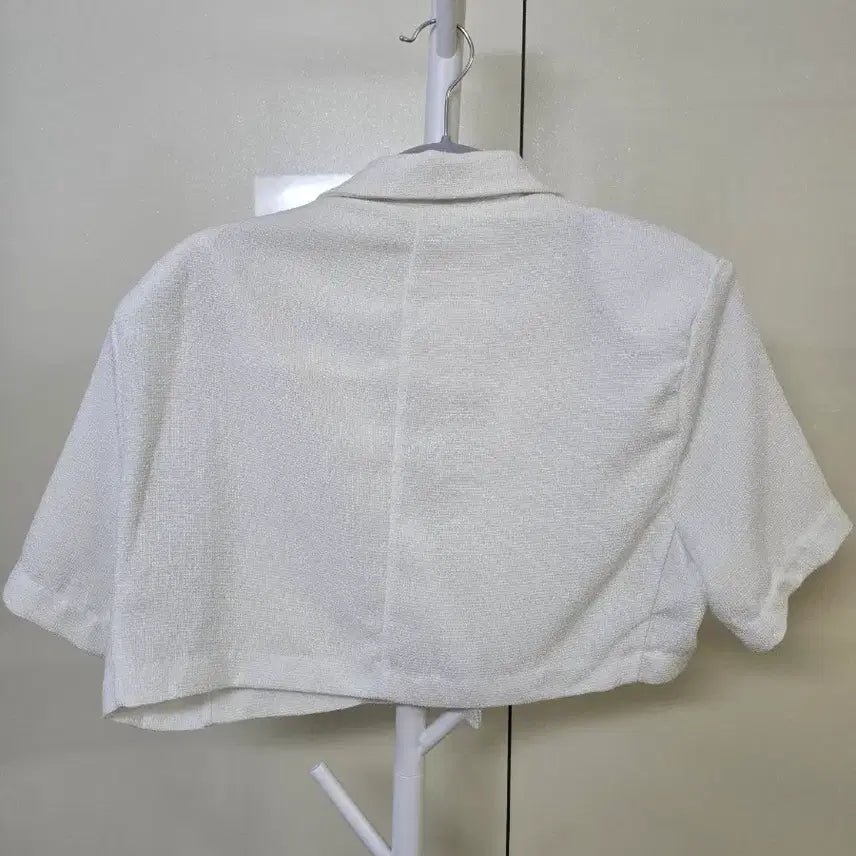 [BUNJANG] Trebian Crop Short Sleeve Jacket White / 트레비앙 크롭 반팔 자켓 화이트