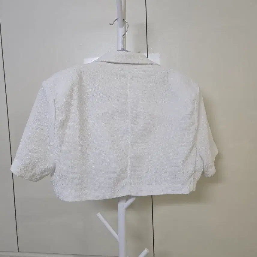 [BUNJANG] Trebian Crop Short Sleeve Jacket White / 트레비앙 크롭 반팔 자켓 화이트