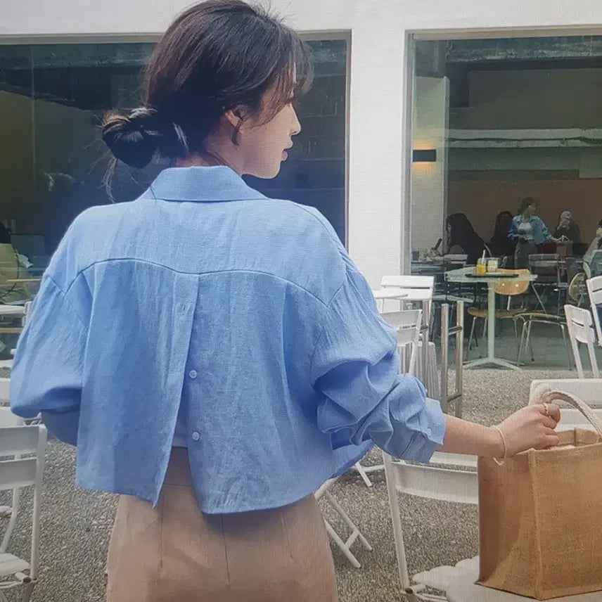 [BUNJANG] Cropped Blouse - 4 Colors / (해외배송) 크롭  셔츠 블라우스 4컬러