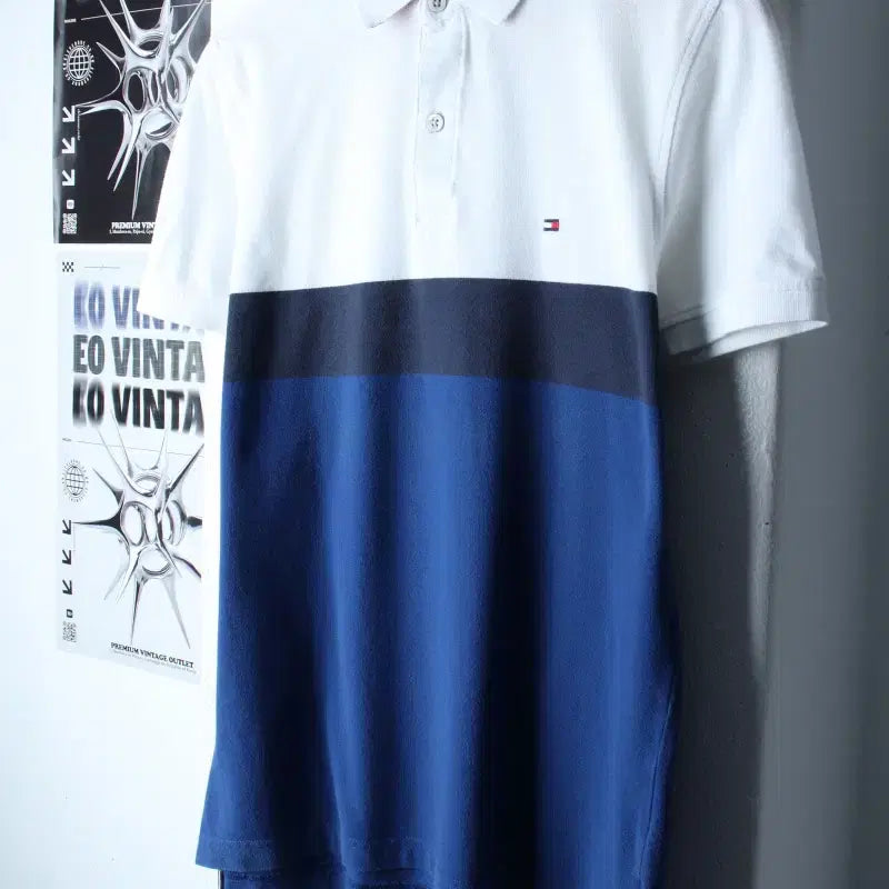 [BUNJANG] Tommy Hilfiger Polo T-shirt / (S-M) 타미힐피거 반팔 카라 티셔츠 부분이염 컬러믹스-185C9