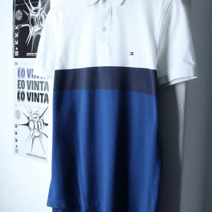 [BUNJANG] Tommy Hilfiger Polo T-shirt / (S-M) 타미힐피거 반팔 카라 티셔츠 부분이염 컬러믹스-185C9