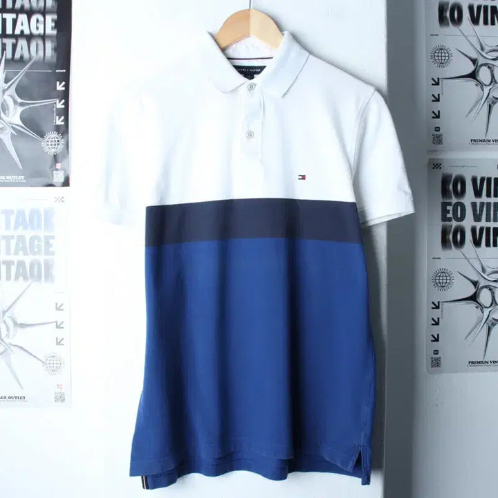 [BUNJANG] Tommy Hilfiger Polo T-shirt / (S-M) 타미힐피거 반팔 카라 티셔츠 부분이염 컬러믹스-185C9