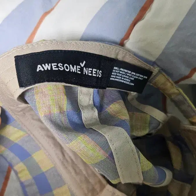[BUNJANG] Awesome Needs Check Ribbon Ball Cap Hat / 어썸니즈 체크 리본 볼캡 모자