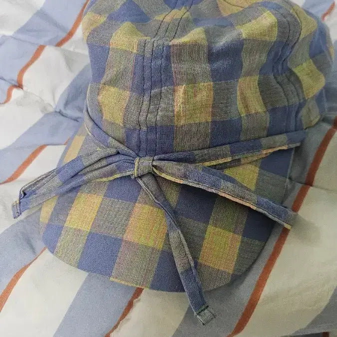 [BUNJANG] Awesome Needs Check Ribbon Ball Cap Hat / 어썸니즈 체크 리본 볼캡 모자