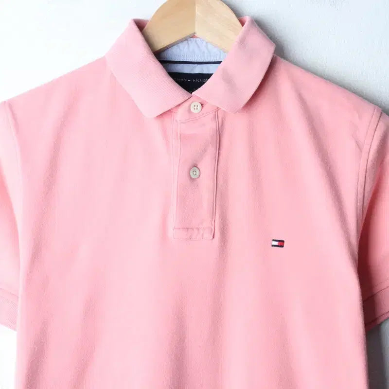 [BUNJANG] Tommy Hilfiger Small Logo Pink Polo Shirt / (S-M) 타미힐피거 반팔 카라 티셔츠 스몰로고 핑크 올드스쿨-185CF