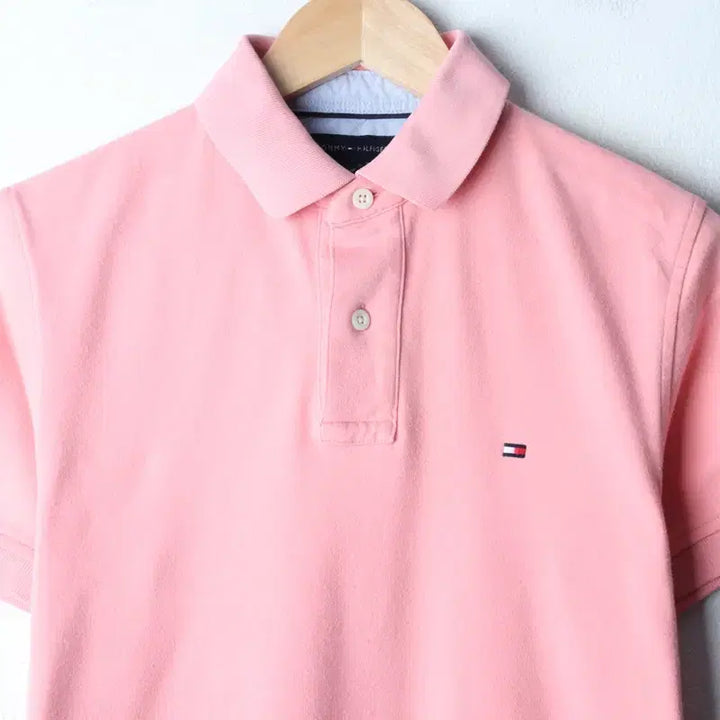 [BUNJANG] Tommy Hilfiger Small Logo Pink Polo Shirt / (S-M) 타미힐피거 반팔 카라 티셔츠 스몰로고 핑크 올드스쿨-185CF