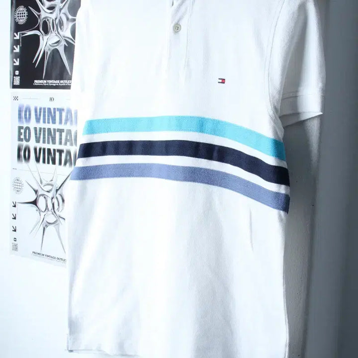 [BUNJANG] Tommy Hilfiger Short Sleeve Polo Shirt / (XS-M) 타미힐피거 반팔 카라 티셔츠 삼선 화이트 올드스쿨-185D1
