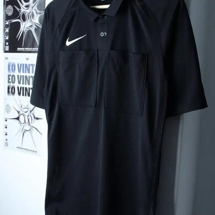 [BUNJANG] Nike Short Sleeve Polo Shirt Soccer Futsal Referee Black / (S) 나이키 반팔 카라 티셔츠 축구 풋살 기능성 심판용 블랙-185D3