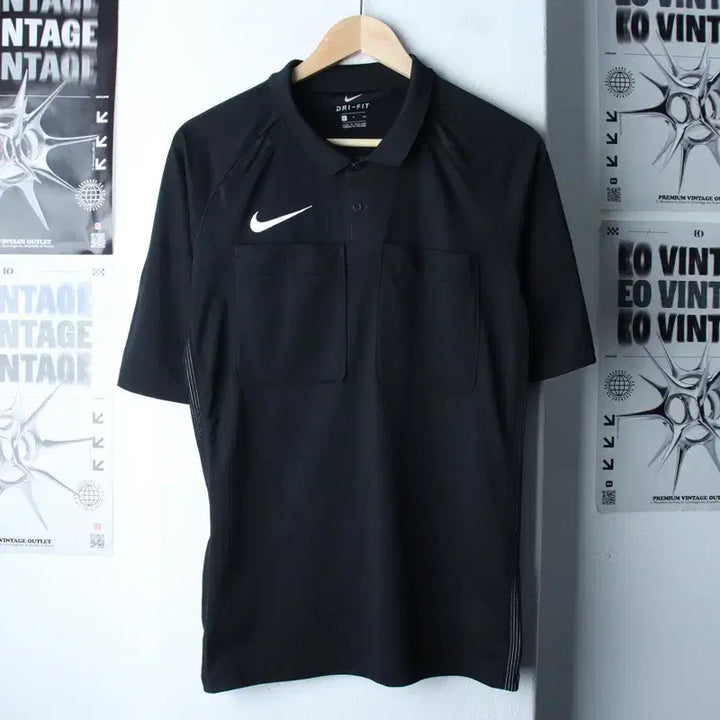 [BUNJANG] Nike Short Sleeve Polo Shirt Soccer Futsal Referee Black / (S) 나이키 반팔 카라 티셔츠 축구 풋살 기능성 심판용 블랙-185D3