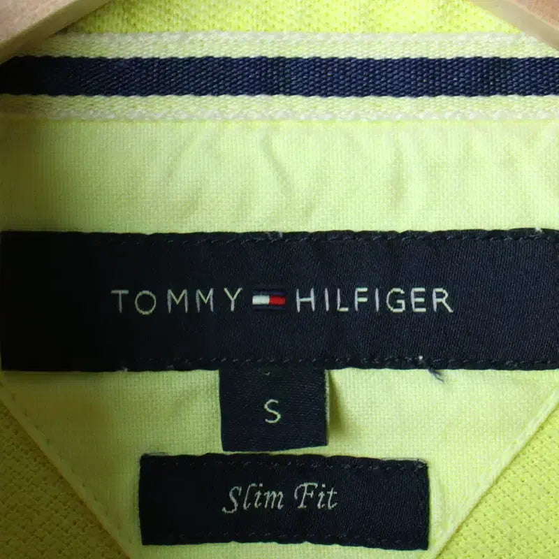 [BUNJANG] Tommy Hilfiger Small Logo Polo Shirt / (S-M) 타미힐피거 반팔 카라 티셔츠 스몰로고 형광노랑-185D4