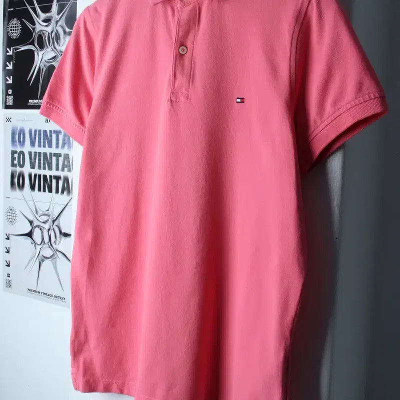 [BUNJANG] Tommy Hilfiger Small Logo Pink Limited Edition Polo Shirt / (S-M) 타미힐피거 반팔 카라 티셔츠 스몰로고 핑크 한정판-185D5