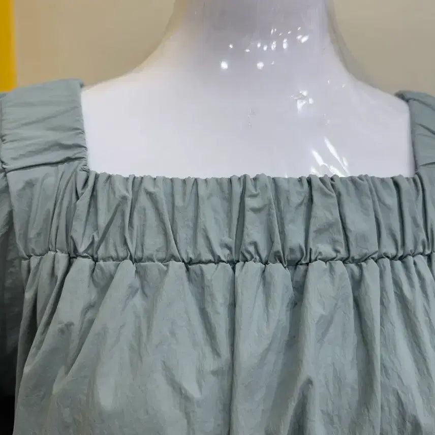 [SOLD OUT] 여성 퍼프소매 스퀘어넥 롱원피스 민트 바스락 루즈핏 데일리 원피스