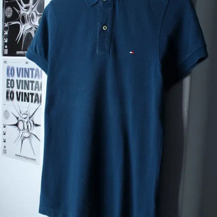 [BUNJANG] Tommy Hilfiger Polo Shirt (XS-S) Blue / (XS-S) 타미힐피거 반팔 카라 티셔츠 부분이염 블루-185D6