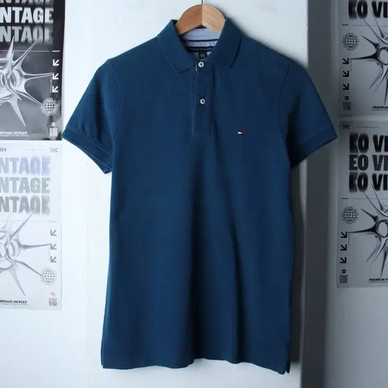 [BUNJANG] Tommy Hilfiger Polo Shirt (XS-S) Blue / (XS-S) 타미힐피거 반팔 카라 티셔츠 부분이염 블루-185D6
